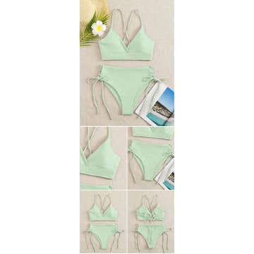 Ladies Solid Color String Tie Bikini Bottom