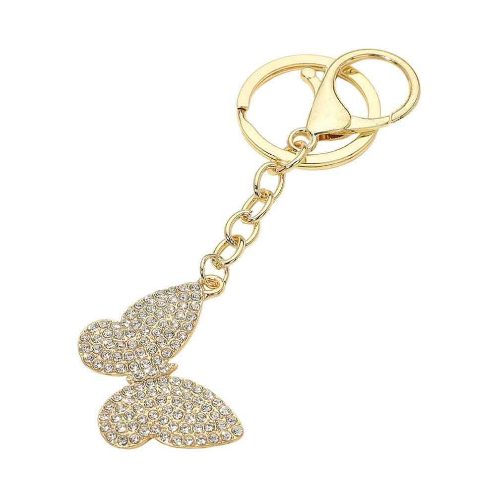Rhinestone Pave Butterfly Drop Bag Charm Keychains