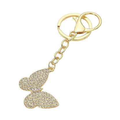 Rhinestone Pave Butterfly Drop Bag Charm Keychains