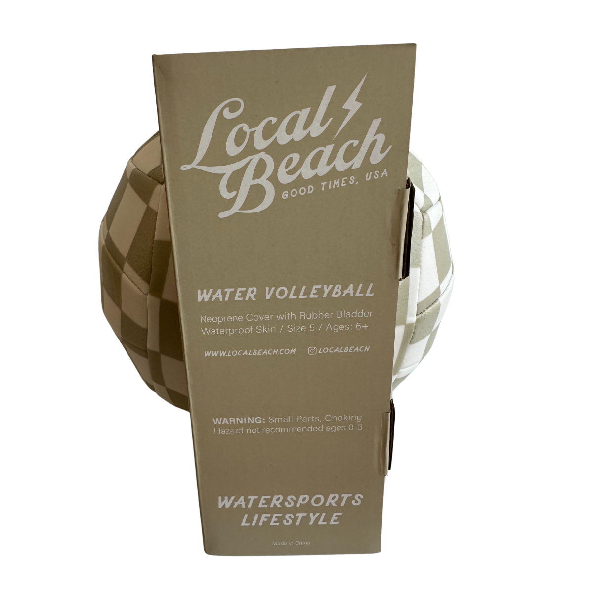 Local Beach Tan Checker Beach & Water Volleyball Size 5: Tan Checker