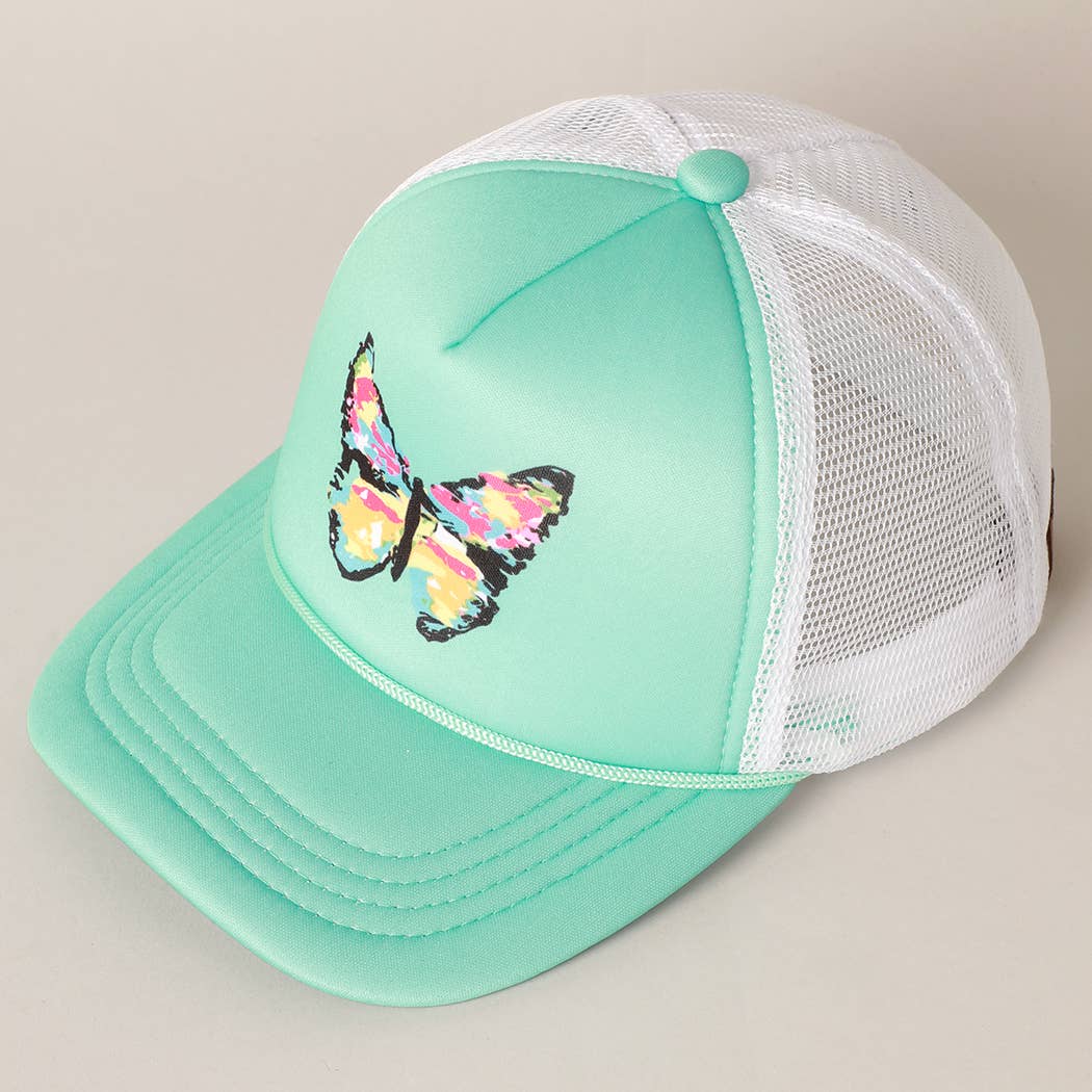 Kid's Hand-Painted Abstract Butterfly Trucker Cap
