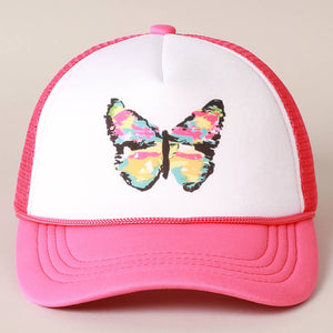 Kid's Hand-Painted Abstract Butterfly Trucker Cap