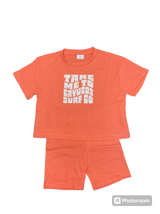 Cayucos Kids Toddler Kid Solid Color Fashion T-shirt & Matching Shorts