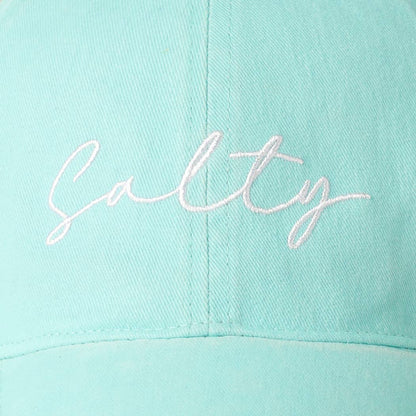 Salty Lettering Embroidery Baseball Cap: One Size / DENIM BLUE