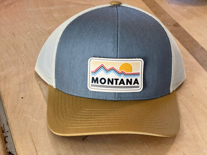 CUSTOM Sunset - Leather Patch Hat - CUSTOMIZABLE: Rust/Khaki