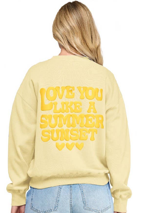 Basic Crew Neck Sweatshirt With Love Puff Print