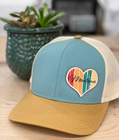 Wooden Heart - Leather Patch Hat - CUSTOMIZABLE: Heather Gray/Gold Brim