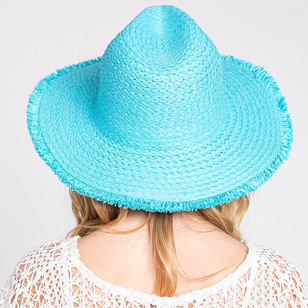 Frayed Solid Straw Sun Hat