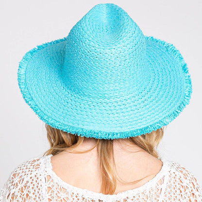 Frayed Solid Straw Sun Hat