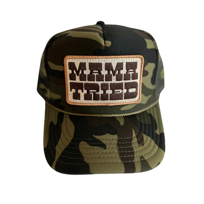 Mama Tried Patch Trucker Hat: Camo Split