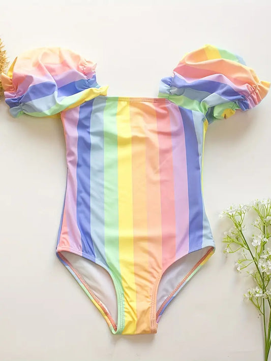 CAYUCOS Vertical Stripe Pattern One-piece Swimsuit
