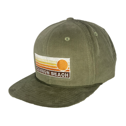 Sun Horizon Curved Bill Trucker Cap: Turquoise White