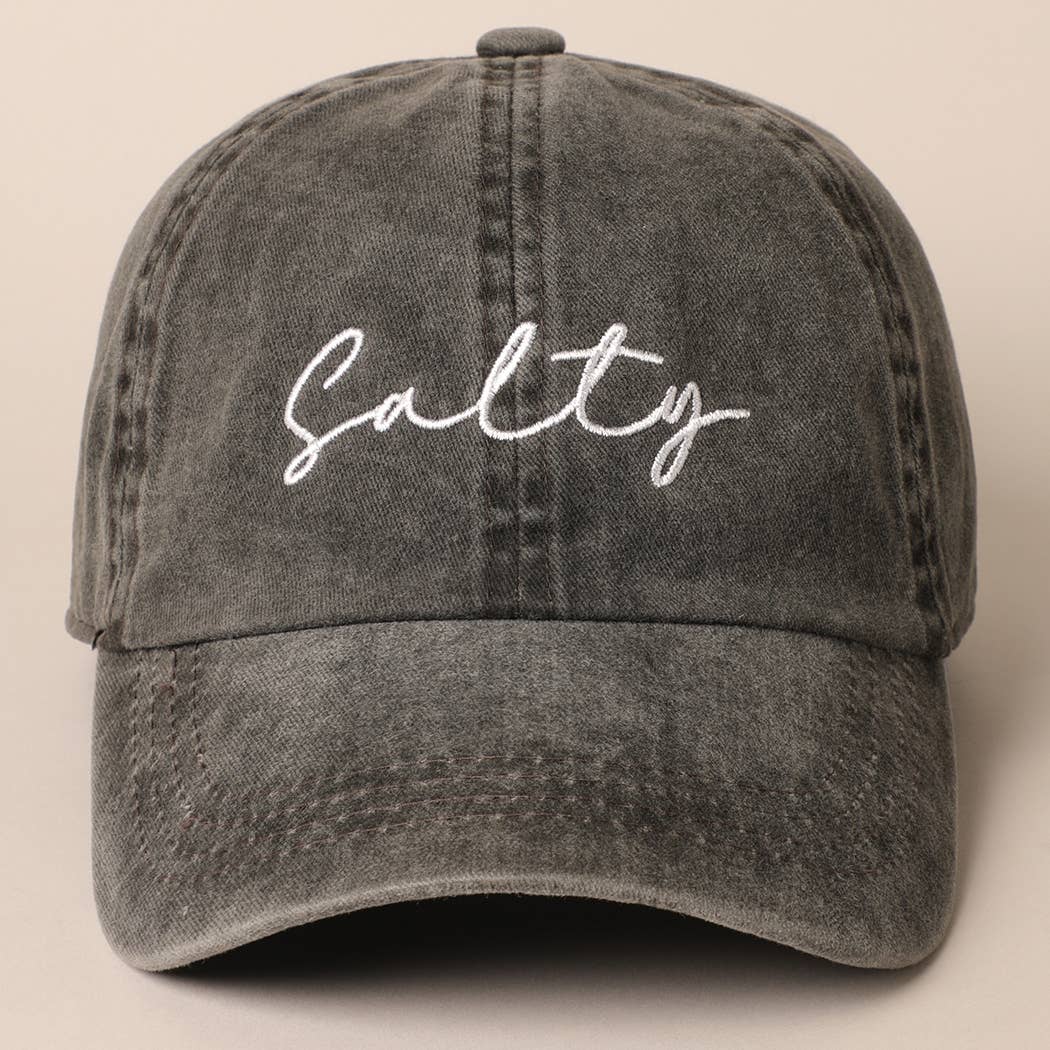 CAYUCOS Salty Lettering Embroidery Baseball Cap: One Size