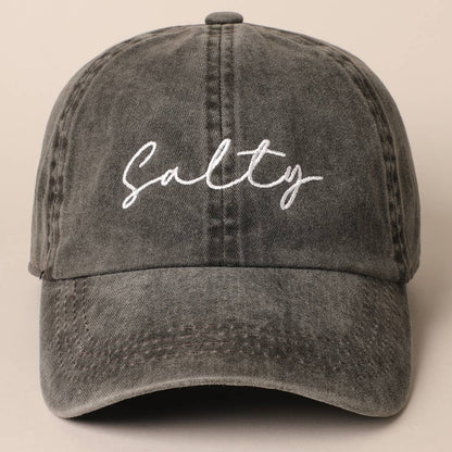 Salty Lettering Embroidery Baseball Cap: One Size / BURNT ORANGE