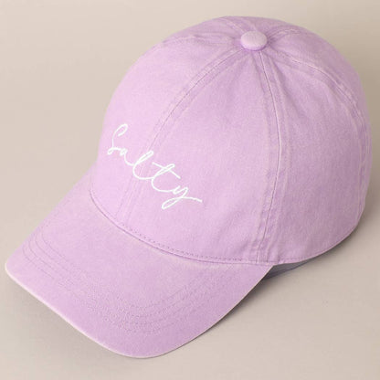 Salty Lettering Embroidery Baseball Cap: One Size / SAGE