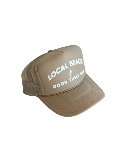 Good Times USA Trucker Hat: Khaki