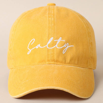 Salty Lettering Embroidery Baseball Cap: One Size / SAGE