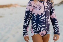 Load image into Gallery viewer, Floral Zip Rash Guard Swimsuit