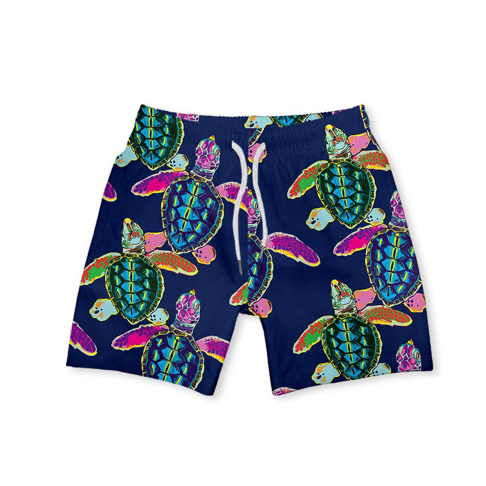 Navy Water Turtle Swim Trunks